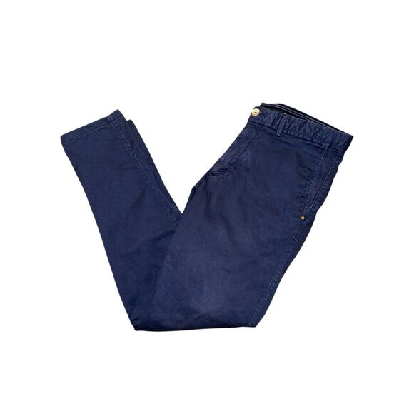 Massimo Dutti Men’s US 31 Navy Blue Slim Fit Khaki Chino Trousers Work Casual - Picture 3 of 11